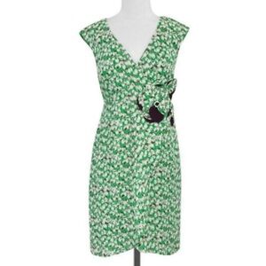 NWOT Anthropologie green floral silk dress
